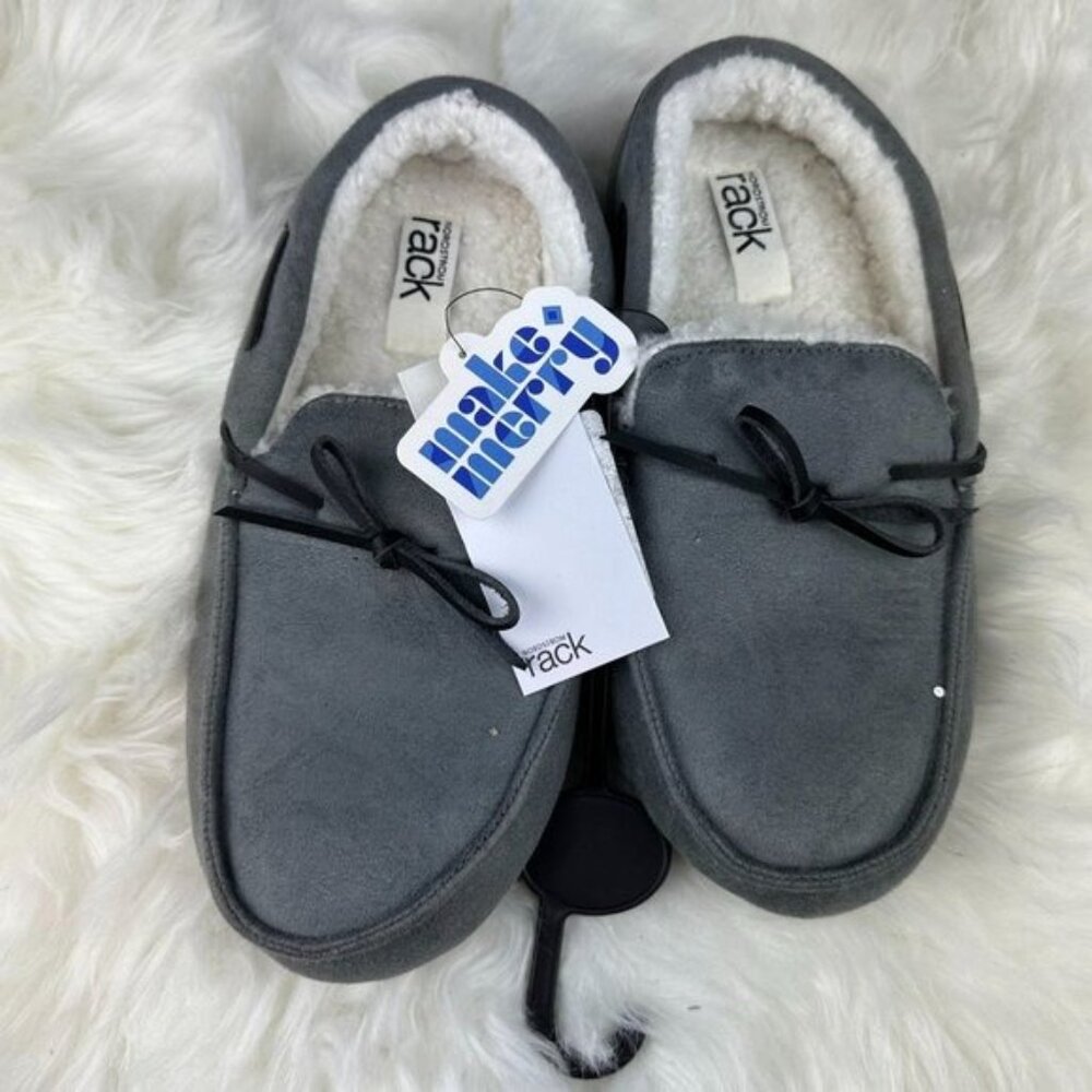 Nordstrom Rack Faux Fur Lined Slippers in Grey